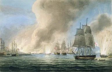 Distruzione della flotta turca, 19 febbraio 1807, inciso da T. Sutherland per 